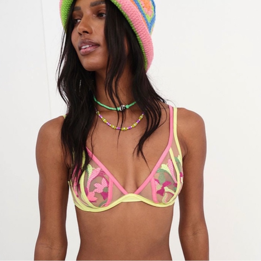 For Love & Lemons Petunia Embroidered Underwire Bra 36C, 38C, 38D NWT